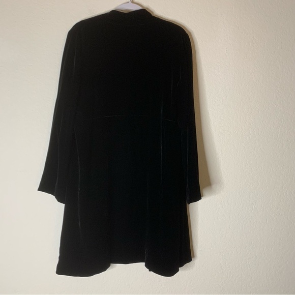 Eileen fisher Womens black velvet silk lined open midi cardigan pockets M - Picture 8 of 8